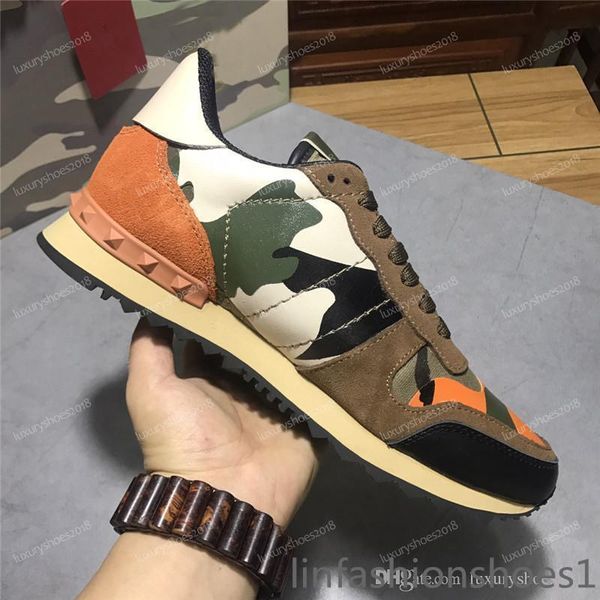 

color camo suede studded camouflage rock runner sneaker shoes for women men stud casual luxury designer shoes sneakers chaussures, Black