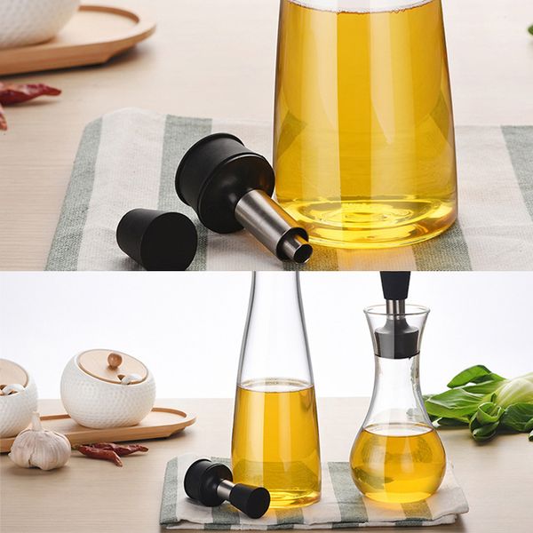 

glass cruet creative soy sauce pot kitchen seasoning bottle with lid stainless steel oil pot cf