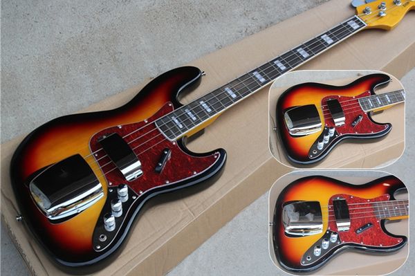 

jazz bass guitar,4 string electric bass,basswood body,yellow maple neck,chrome hardware,sunburst bass,archaize bass