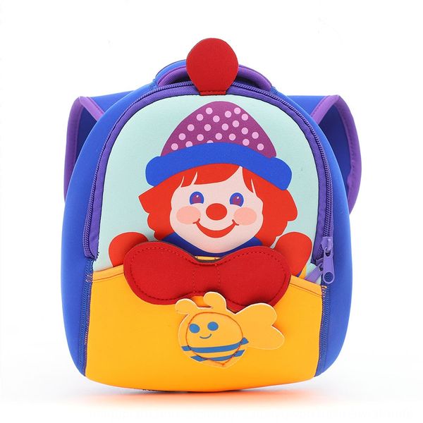 

q3dk4 gold stereo image backpack babyproof cute clown three-dimensional pattern diving cloth waterproof kindergarten bag children's bac