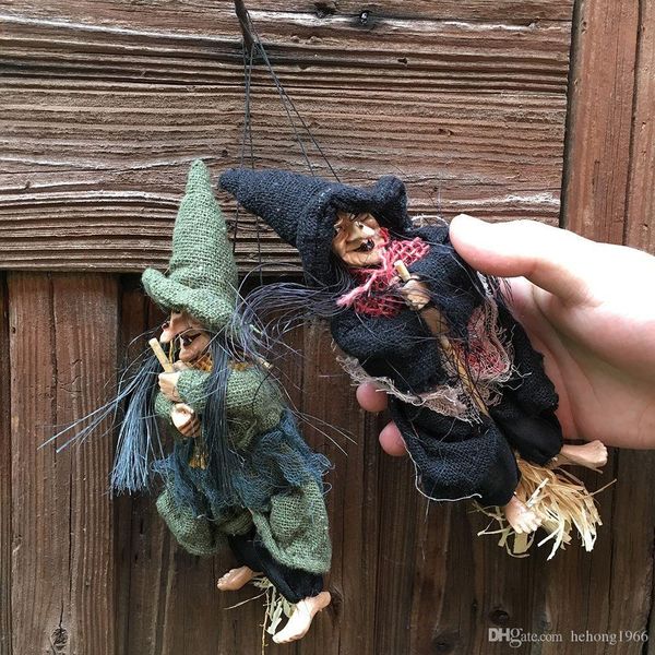 

linen pendant magic ghost flying broom female witch party bar haunted house decor halloween props supply high grade gift 7cj f r