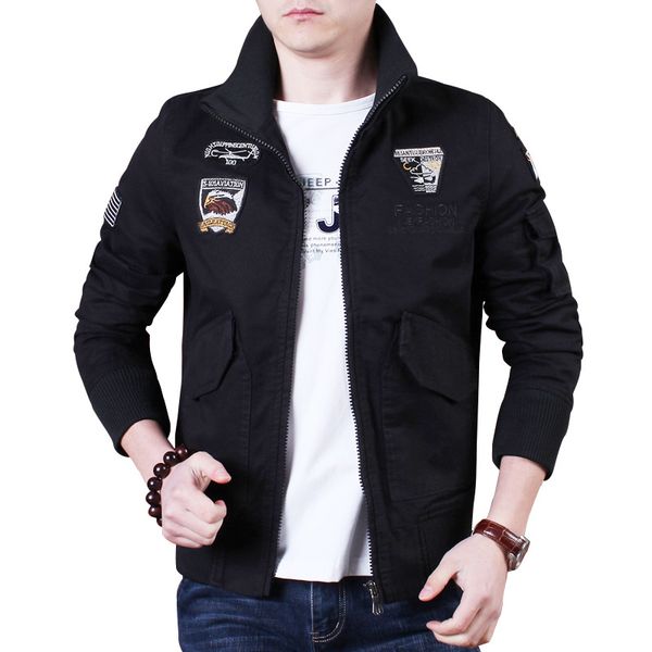 

mens jackets fashion retro patch autumn and winter new mens jacket casual large size cotton washed jackets outwear m-4xl, Black;brown
