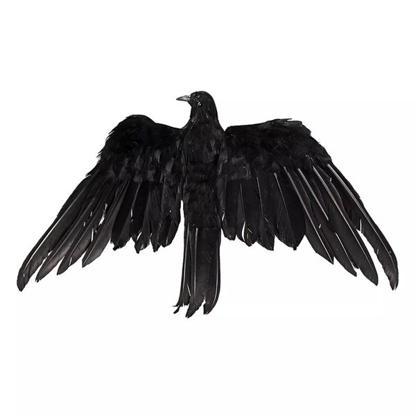 Реалистичный Хэллоуин украшения Птица Черного Пернатые Съемного CrowWinged перо птица, идеально подхожу для украшения клетки, дерево, Bonsa