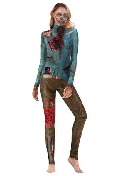 

womens halloween designer zombia theme costume jumpsuits festival style autumn female clothing fashion style casual apparel, Black;red