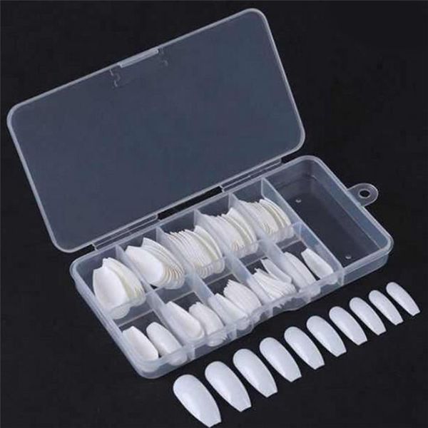 

100pcs+box ballerina coffin nail tips artificial false fake nails diy salon nail art decoration, Red;gold