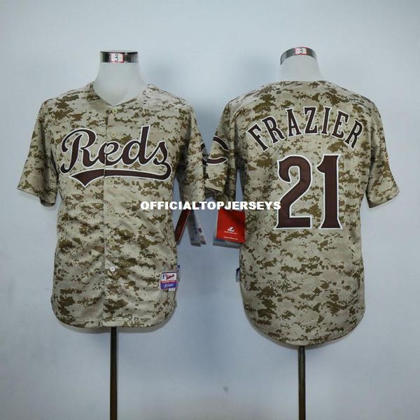 

2019 mens #21 todd frazier 100% stitched flexbase retro jerseys color red white gray camo, Black;blue