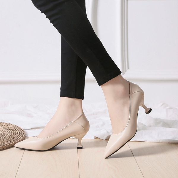 

women's shoes 2019 fall new pointed shallow mouth professional work shoes stiletto shallow mouth single elegant high heels, Black