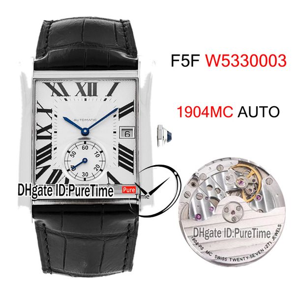 

новый f5f mc w5330003 cal 1904mc автоматические мужские часы стальной корпус белый текстурированный циферблат белые римские маркеры черный к, Slivery;brown