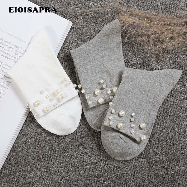 

eioisapra]college style handmade shiny pearl reto socks korean princess art socks women japan harajuku fashion calcetines mujer, Black;white