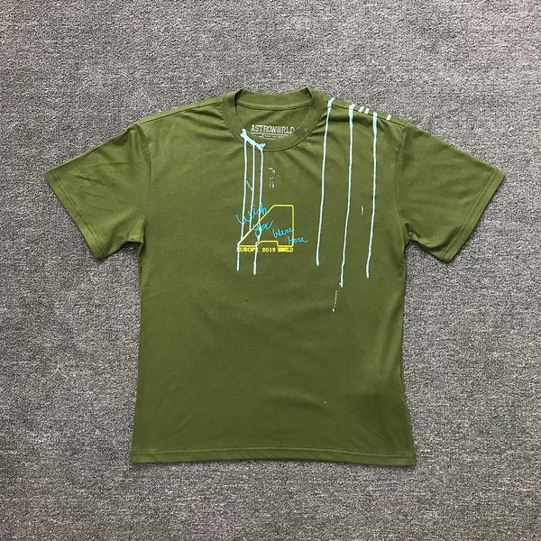 

logan smile earth green abstract oil painting chrysanthemum graffiti printed short sleeve, Red