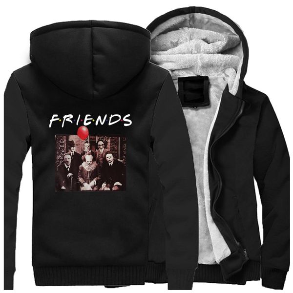 

clown friends trend men printed raglan hooded hoodies long-sleeved comfort sweatshirt 2019 fall winter fleece camouflage jackets, Black