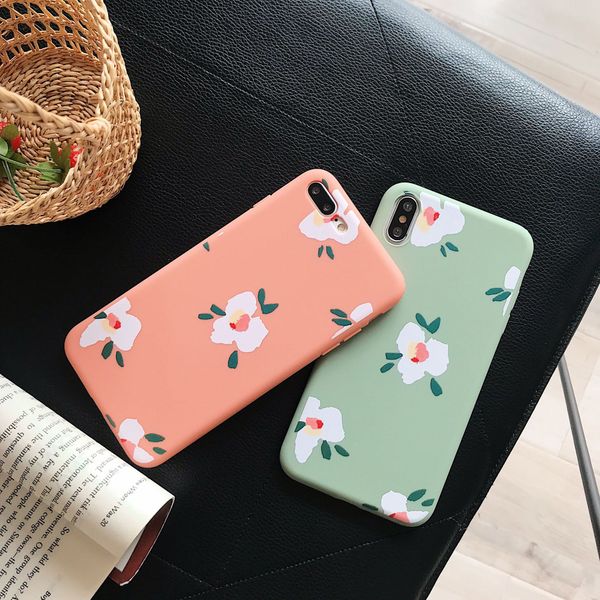 

for iphone xr xs max phone case flower cartoon simple lady 6 7 8 x plus thickened matte tpu soft cell phone case