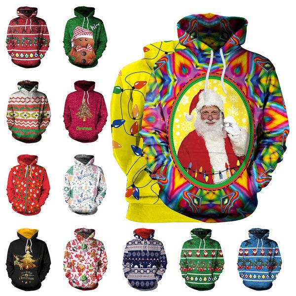 

2018 new christmas cosplay santa claus sweatshirt men and women adults loose wild hooded sweatshirt, Black;red