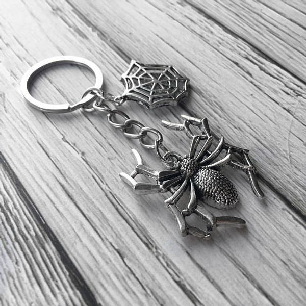 

2019 горячие продажи древний серебряный ужас паук паутина брелок брелок хэллоуин украшения пара ювелирных изделий личности творческий праздн, Slivery;golden