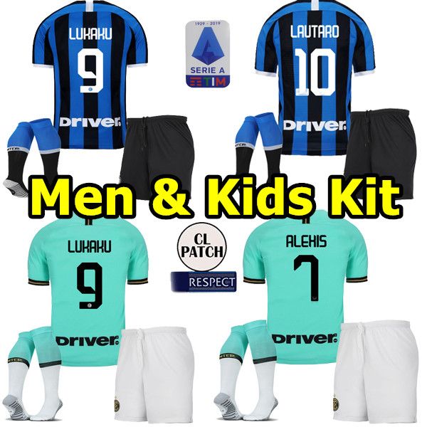 

Men & Kids kit LUKAKU LAUTARO ALEXIS SKRINIAR Inter 19 20 Milan football set GODIN BARELLA NAINGGOLAN 2019 2020 adult children uniforms