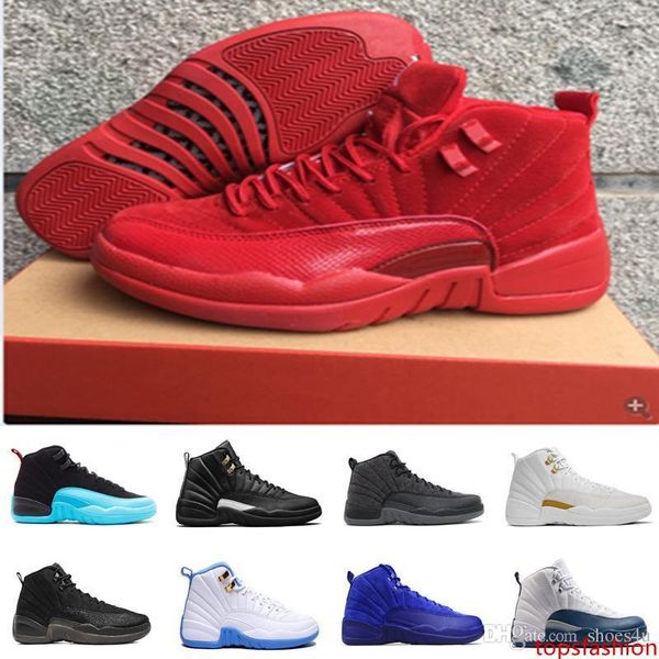 

with ]nen 12 gs barons red deer nylon all red men basketball shoes 12s women sneakers 5 us 36-47
