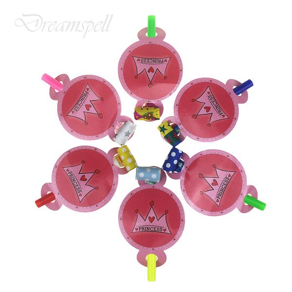 

6pcs/lot red princess crown theme whistles children party funny blowing dragon blowout baby kids birthday party decor supplies