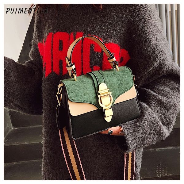 

puimentiua vintage кожа сумка женская сумка плеча женщины 2020 новый европейский панк малый квадрат сумка цепи rivet bolso mujer