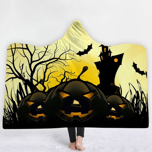 

pumpkin lantern blanket with hat comfortable autumn blanket halloween popular style palace castle new cartoon