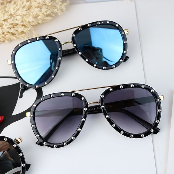 

mincl/big frame kids glasses fashion children sunglasses boys trendy rivet sun glasses for girls summer shades baby goggles lxl, Blue