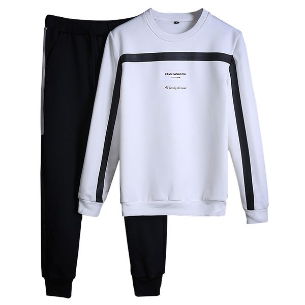 

2018 men sportswear sets o-neck tracksuit sweatshirt with joggers pants letter casual 2 pieces sets men patchwork spring hoodie, Gray