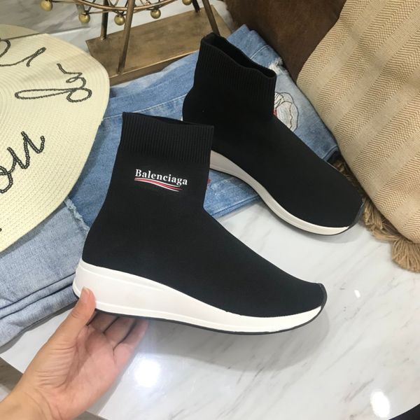 

new style luxury ladies party jogging sneakers flat shoes net shoes socks shoes fashion designer shoe women's shoe size 35-40 hjdfh, Black