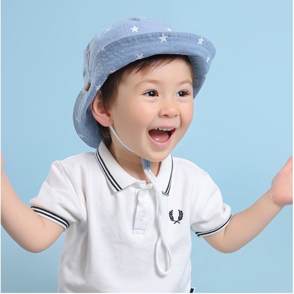 

bucket hat boy kid summer sun hat beach panama cowboy stars cotton cap holiday outdoor accessory for baby spring