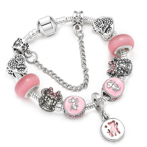

sweet series lovely kitty cat pendant beads charm bracelet for women cartoon pandoro bracelet children gift, Red;blue