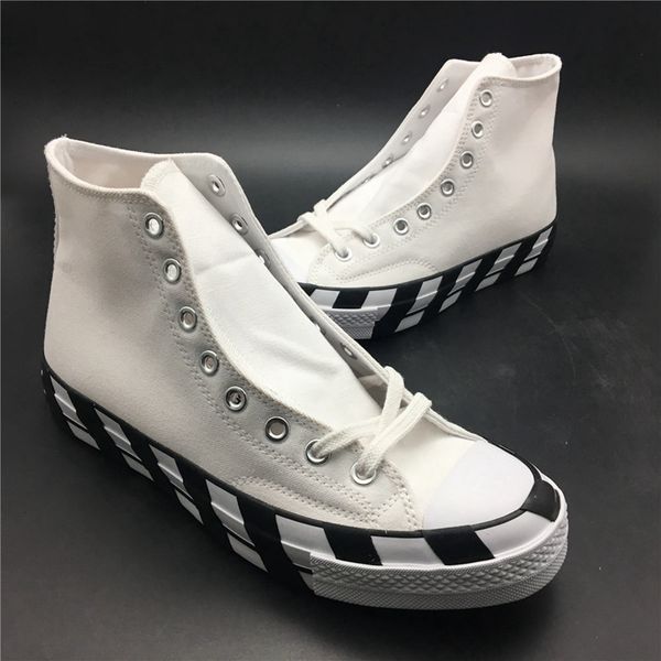 

2019 fa hion 2 0 white color black and white tripe with three hoelace canva hoe men women hoe plim oll 163892c with hoe box