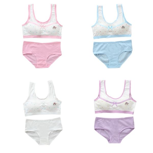

Cotton Camisoles Set Panties for Young Girls Tanks Underwear Print T-shirt for Teenage Girls Training Camisole