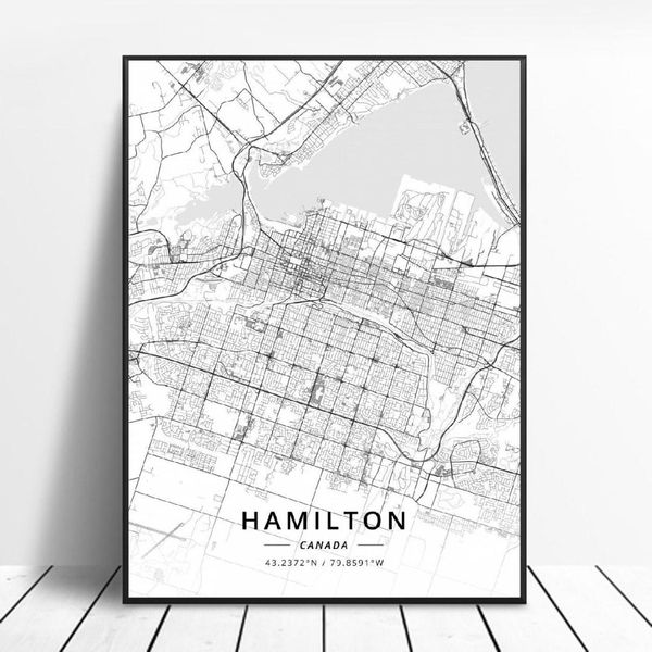 

hamilton kelowna leduc sherbrooke toronto ajax canada map canvas art poster