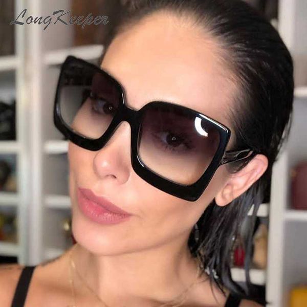 

longkeeper fashion oversized sunglasses women brand plastic female big gradient sun glasses uv400 gafas de sol eyewear, White;black