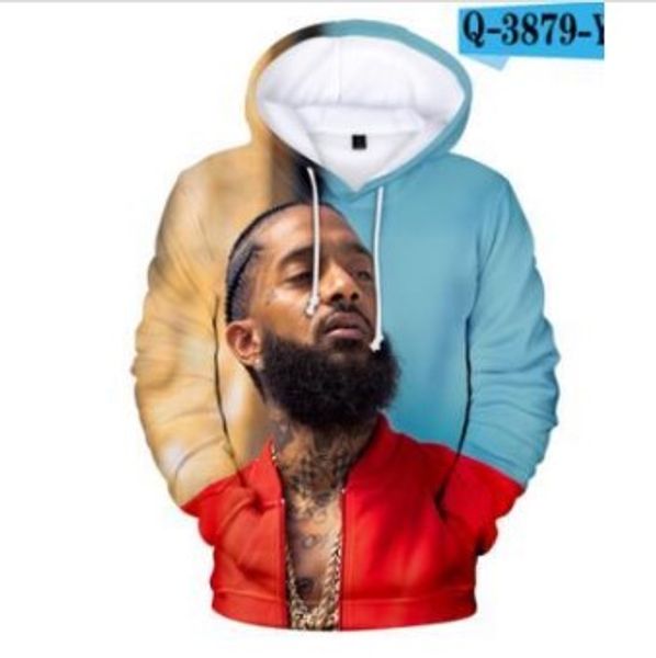 

new summer designer hoodies mens women 3d rap hoodie hooded nipsey hussle casual harajuku pullovers, Black