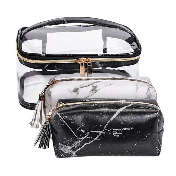 

transparent pvc cosmetic bag set of 3 waterproof toiletries storage pouch with metal zipper travel makeup organizer for girl wom