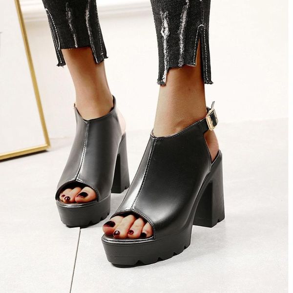 

fashion ladies high heels zapatos mujer female pointed toe sandals women shoes party ankle buckle shoes wedding shoes#g20, Black
