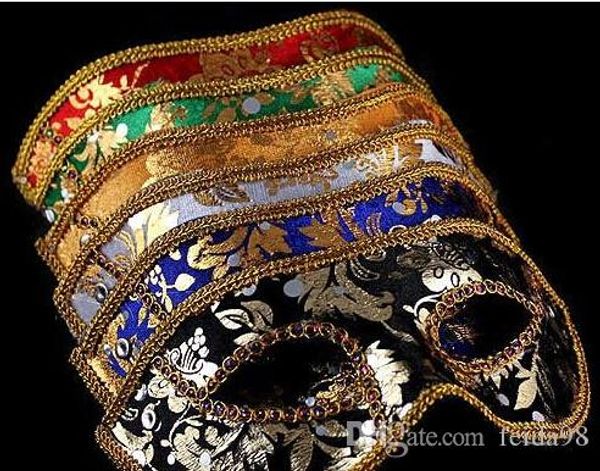 

20pcs/lot half face mask halloween masquerade mask male venice italy flathead lace bright cloth masks halloween masquerade masks