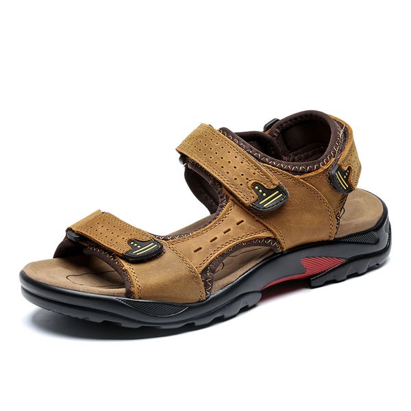 

cuero couple da sandale big rasteira summer homme mens sandalet couro transpirables heren herren 2020 outdoor erkek de sandal, Black