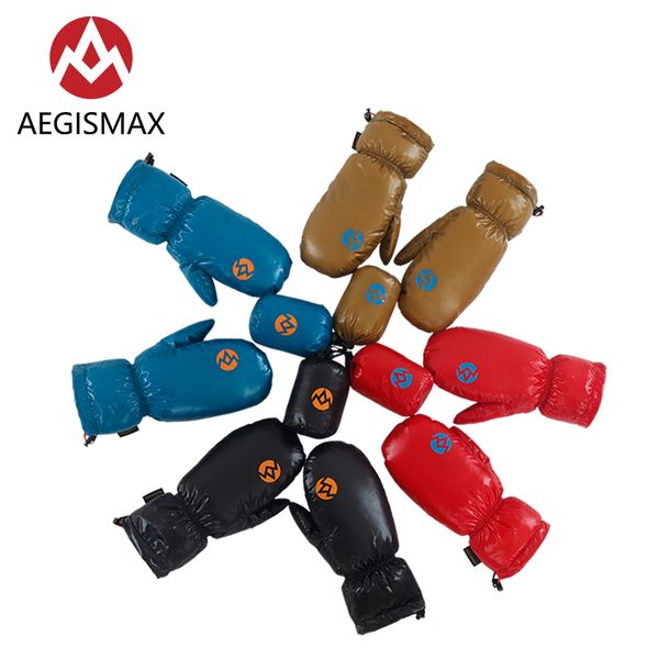 

aegismax skiing snowboard cycling hiking camping 95% white down nylon winter warm full fingers mitten gloves