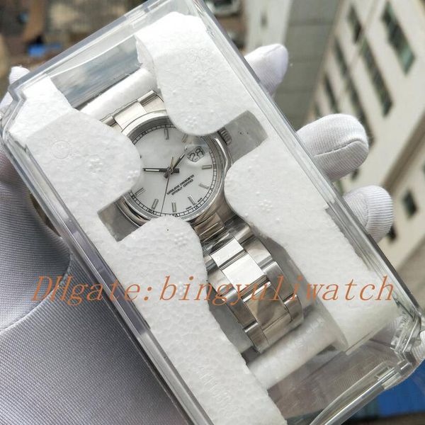 

luxury factory watches classic 36mm new style series 2813 movement men watch automatic stainless steel strap white dial perfect date, Slivery;brown