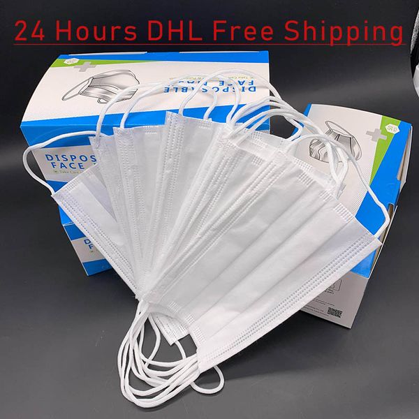 

24 hours dhl shipping mascarillas face mask outdoor indoor 3 layers disposable face mask for women man available