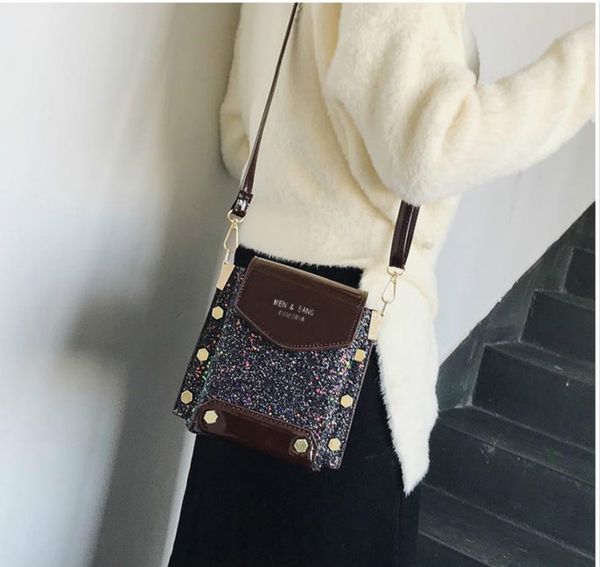 

сумка женщины 2020 новая волна корейской версии осени и зимы ретро диких моды простой sequined плечо сумка