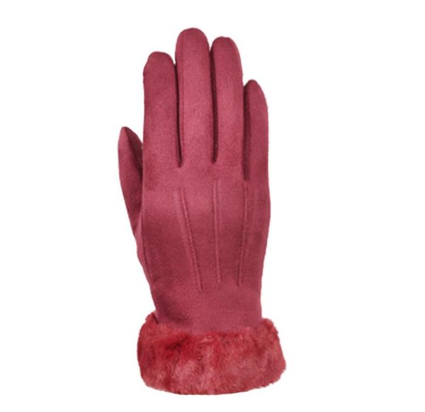

fashion-new winter female lace warm cashmere three ribs cute bear mittens double thick plush wrist women touch screen driving gloves, Blue;gray