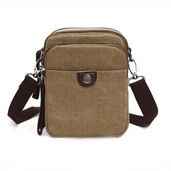 

mini men's shoulder bag crossbody messenger bags mobile phone purse multifunctional canvas hanging clasp zipper fanny pocket