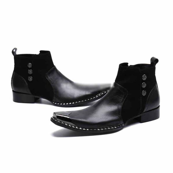 New Italian Genuine Leather Men Ankle Boots Fashion Men Dress
