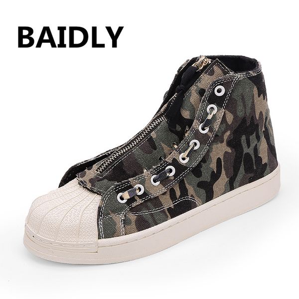 

brand men canvas shoes summer camouflage high sneakers basic couple waterproof male casual shoes, Black