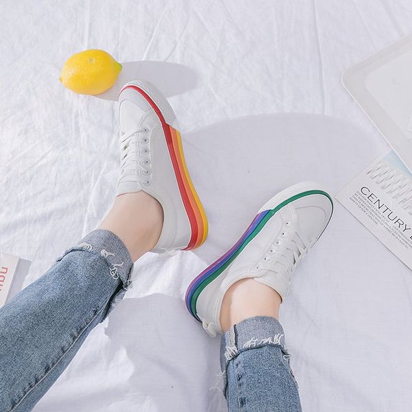 

online celebrity shoes with mandarin ducks 2019 summer new style flat casual low-shoes women's rainbow candy-colored sole ca, Black