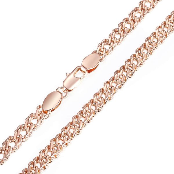 

davieslee necklace for women 585 rose gold filled bismark hammered womens necklaces chain cuban rombo 3/4/5mm 45-55cm gn453, Silver