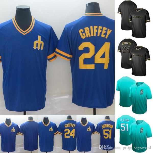 

Mens Seattle Jersey 24 Ken Griffey Jr. 51 Ichiro Suzuki 100% Stitched Mariners Baseball Jerseys Cheap Fast Shipping S-XXXL