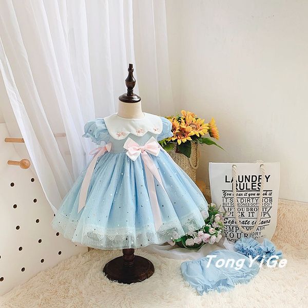 

2020summer new spanish girl starry dress baby girl's birthday dress kids dresses for girls sweet blue party wedding, Red;yellow