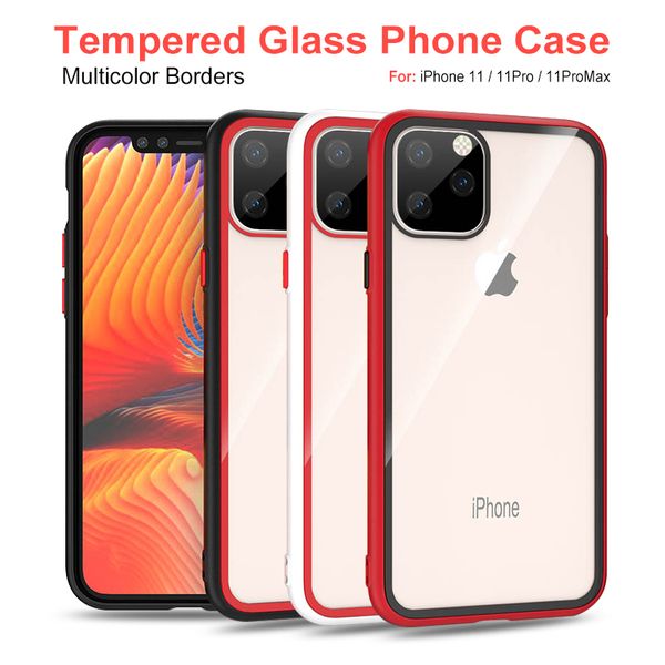 

new iphone 11 6 7 8 plus x xr xs xs max phone cases anti-drop double color edge tpu clear glass case